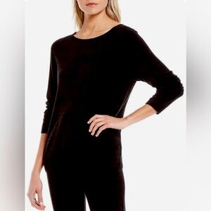 Barefoot Dreams Cozychic Ultra Lite black long sleeve lounge top